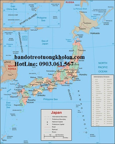 Bản đồ nước Nhật khổ lớn 