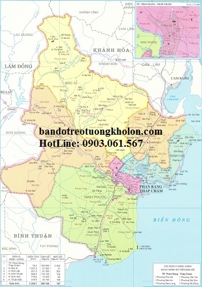 Bản đồ hành chính Ninh Thuận khổ lớn