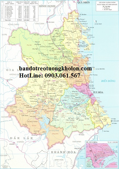 Bản đồ hành chính Phú Yên khổ lớn
