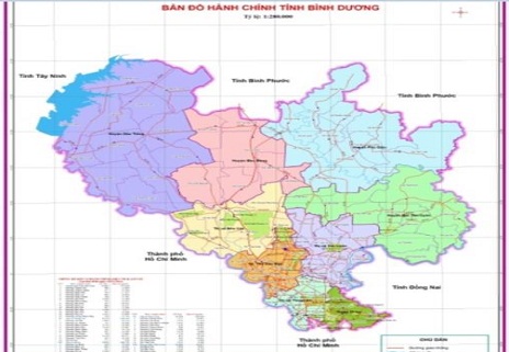 Cập nhật bản đồ hành chính tỉnh Bình Dương mới nhất 2017