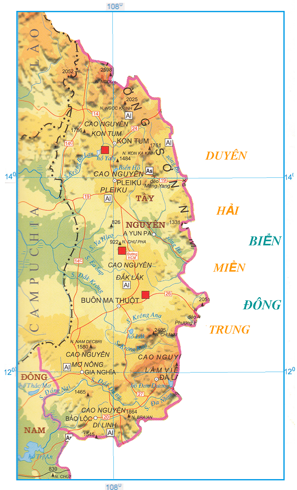 bản đồ khu vực miền Trung