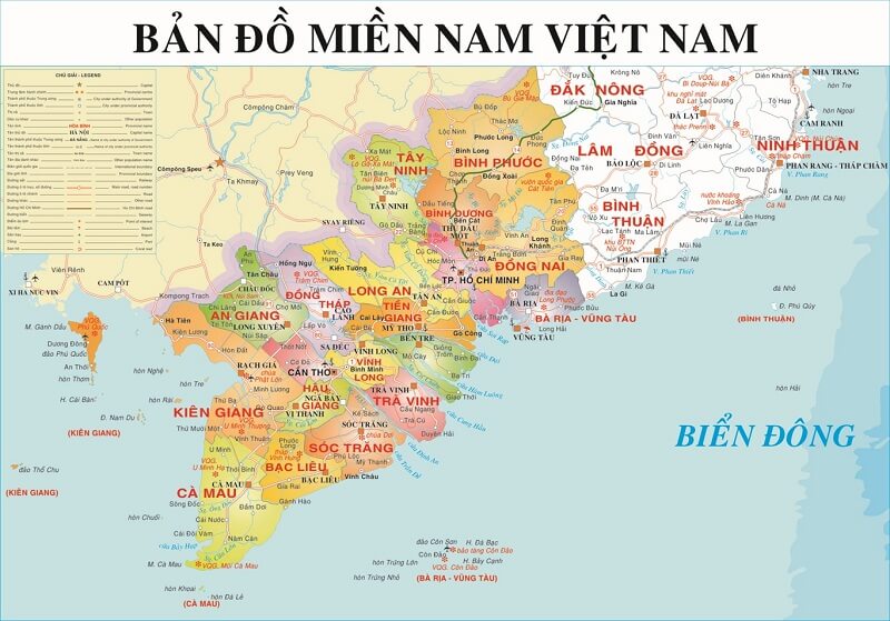 Bản Đồ Miền Nam Việt Nam Về Phân Bố Địa Lý - Bản Đồ Khổ Lớn