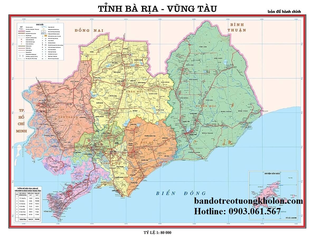 Bản Đồ Tỉnh Bà Rịa – Vũng Tàu Khổ Lớn