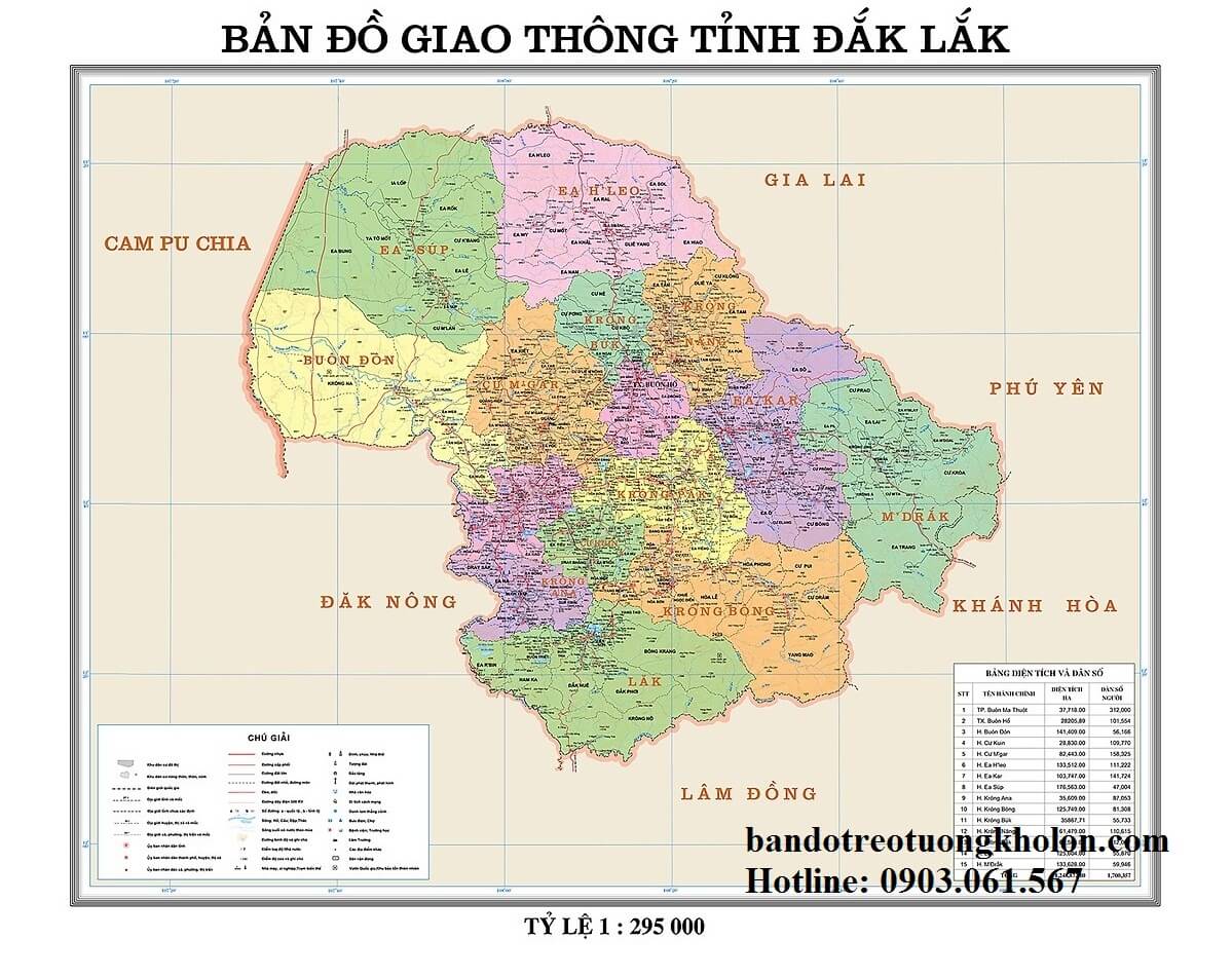 Bản Đồ Tỉnh Đắk Lắk Khổ Lớn
