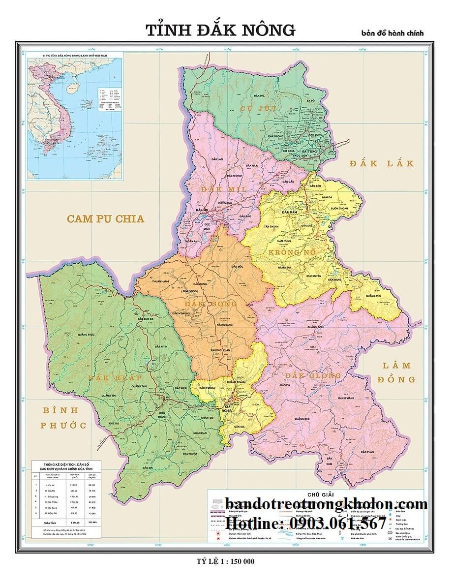 Bản Đồ Tỉnh Đắk Nông Khổ Lớn