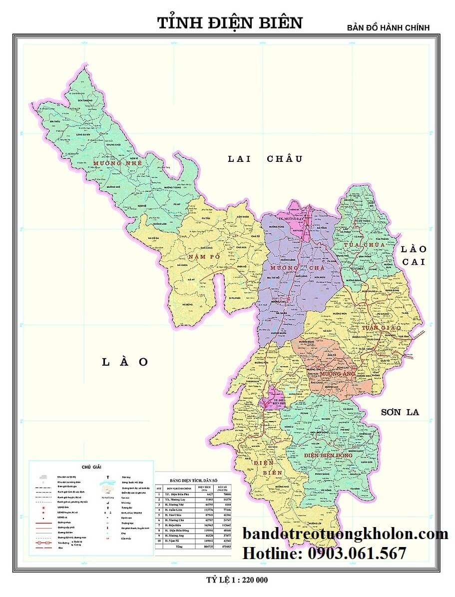 Bản Đồ Tỉnh Điện Biên Khổ Lớn