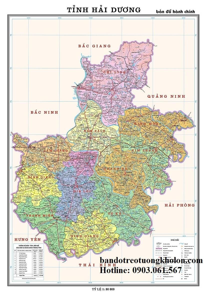 Bản Đồ Tỉnh Hải Dương Khổ Lớn