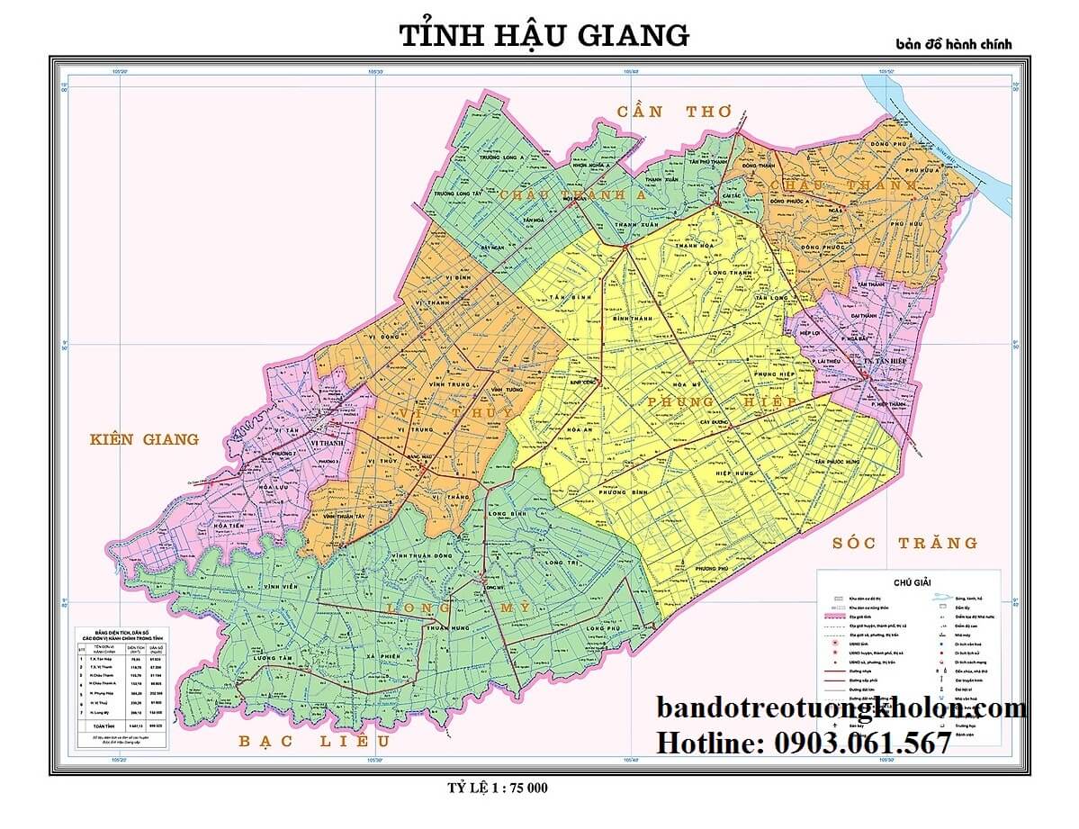 Bản Đồ Tỉnh Hậu Giang Khổ Lớn