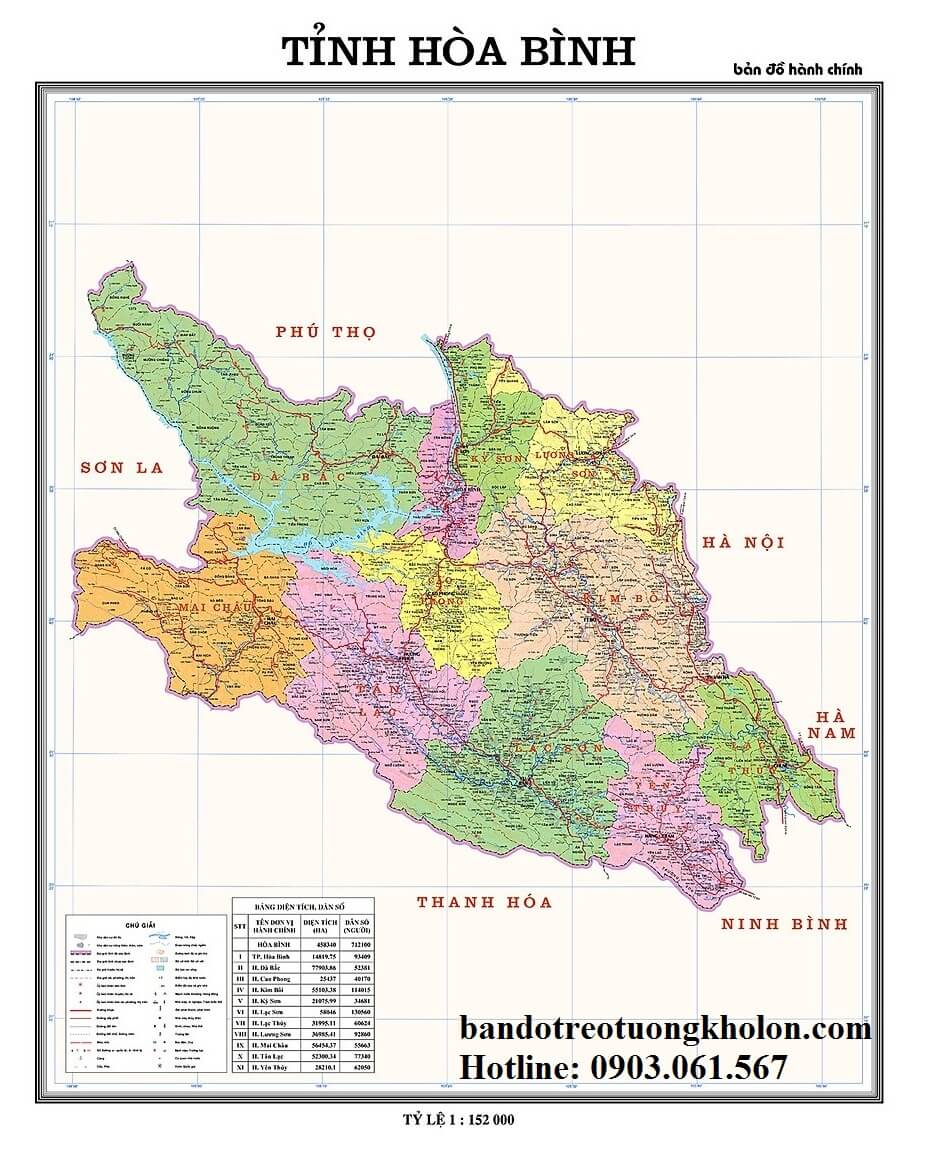 Bản Đồ Tỉnh Hòa Bình Khổ Lớn