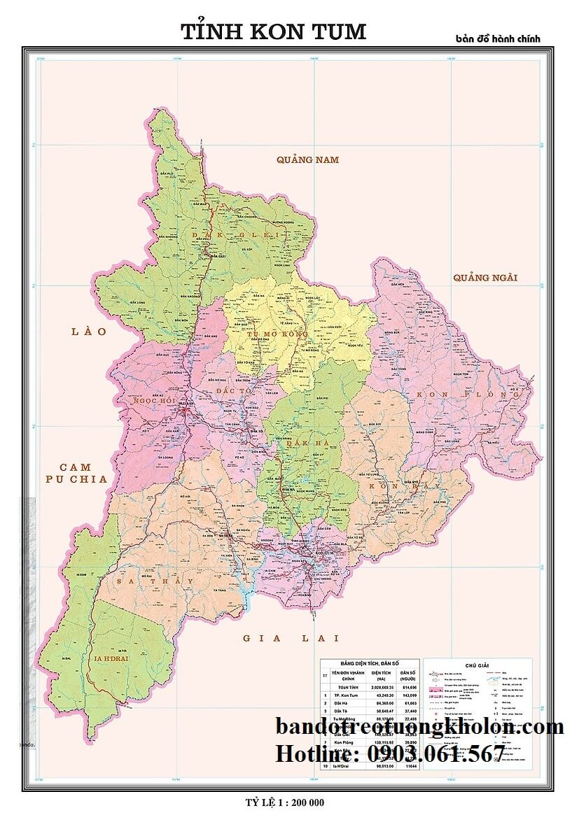 Bản Đồ Tỉnh Kon Tum Khổ Lớn