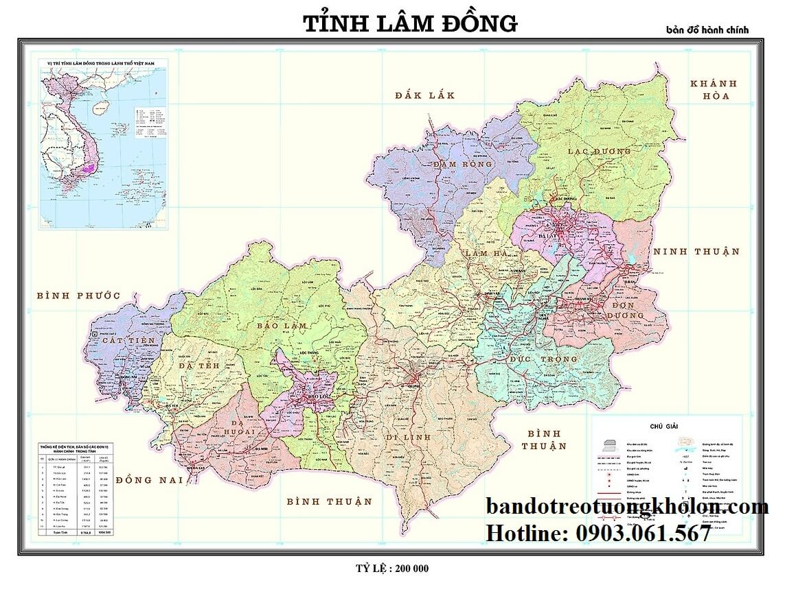 Bản Đồ Tỉnh Lâm Đồng Khổ Lớn
