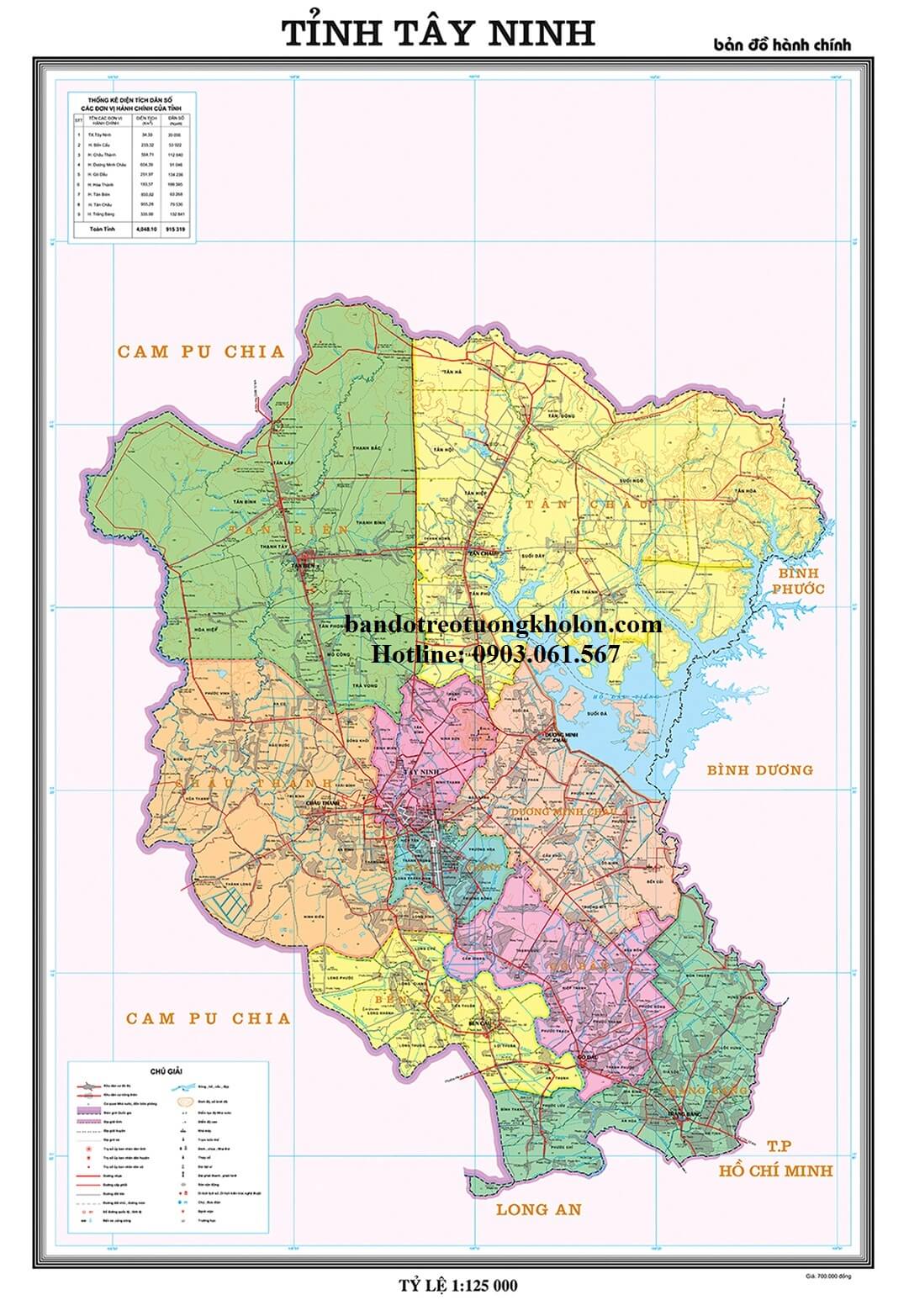 Bản Đồ Tỉnh Tây Ninh Khổ Lớn
