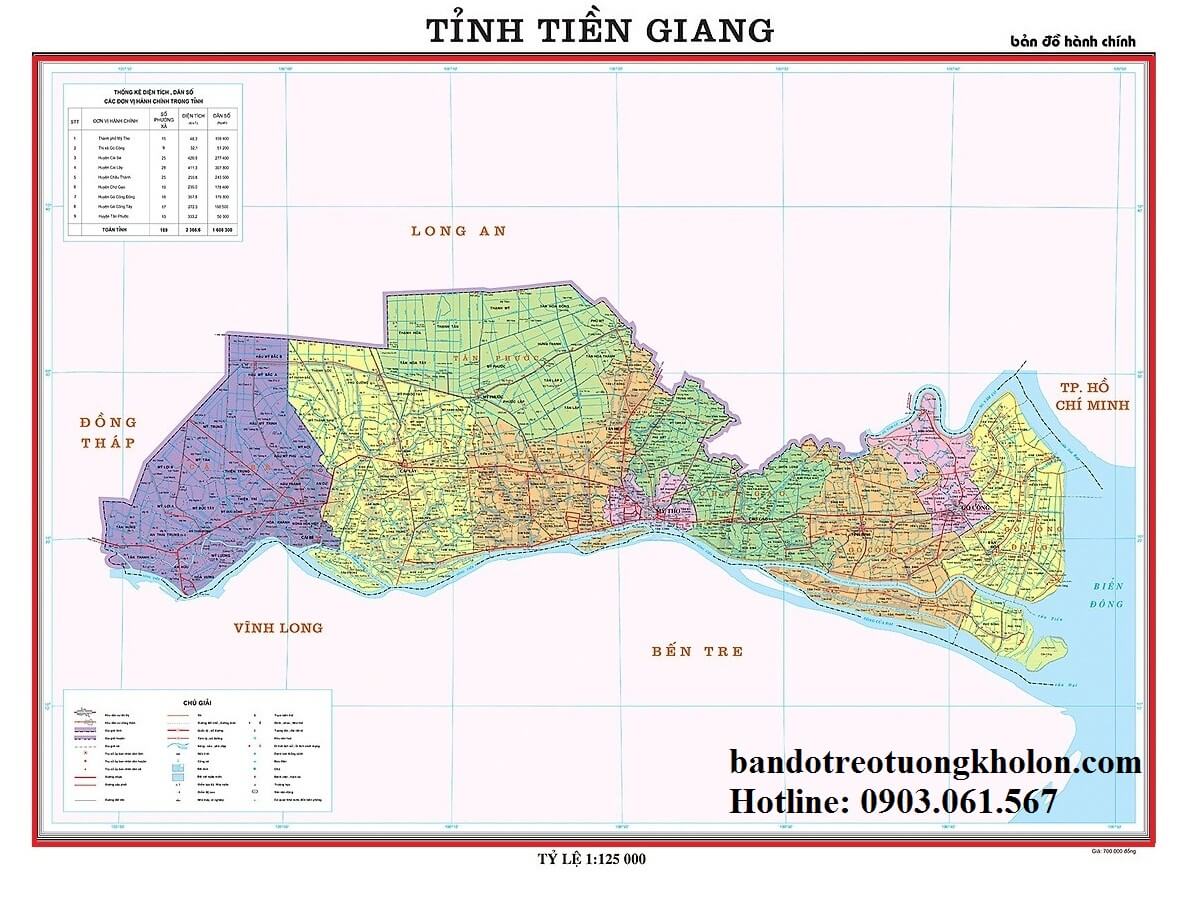 Bản Đồ Tỉnh Tiền Giang Khổ Lớn