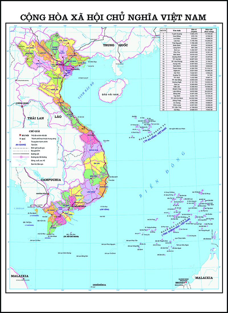 Bản Đồ Việt Nam 34 Tỉnh Thành